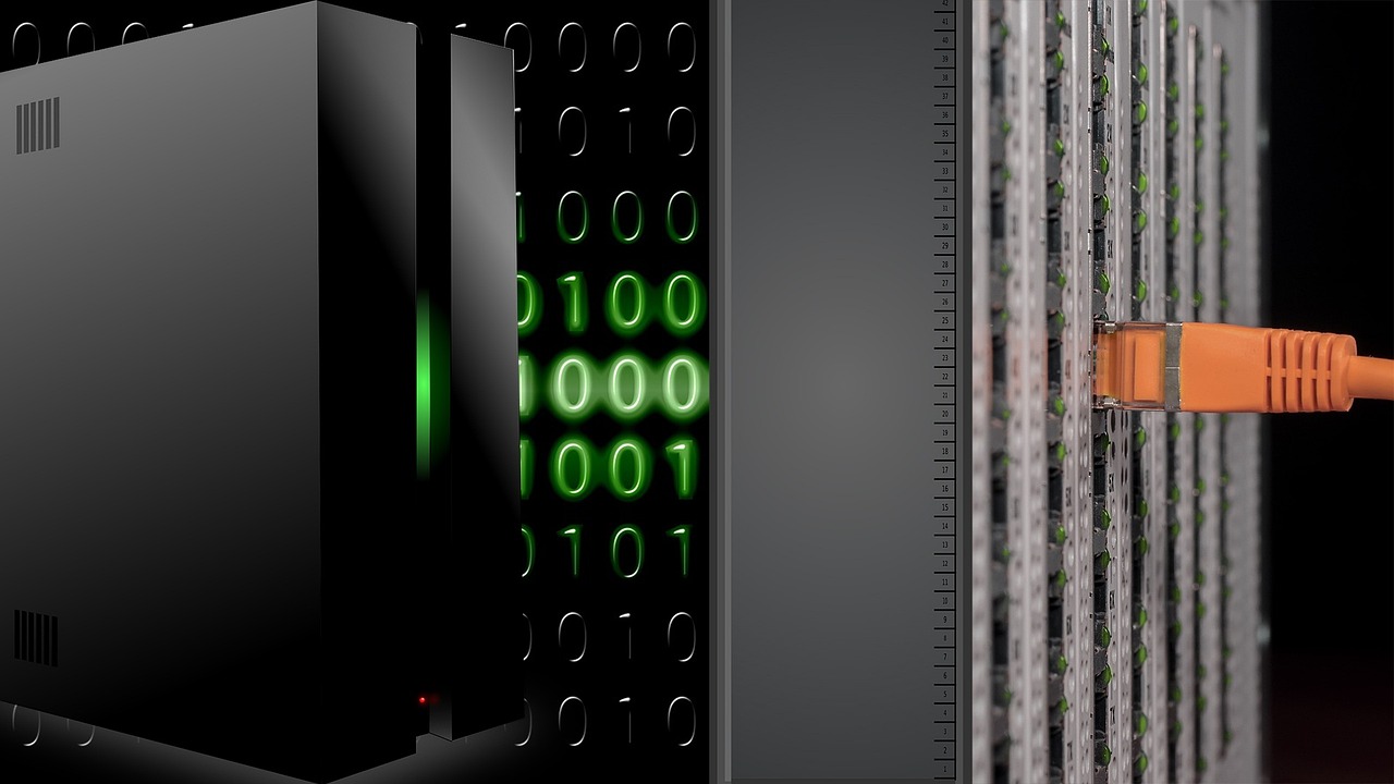 Rows of networking servers in a data centre